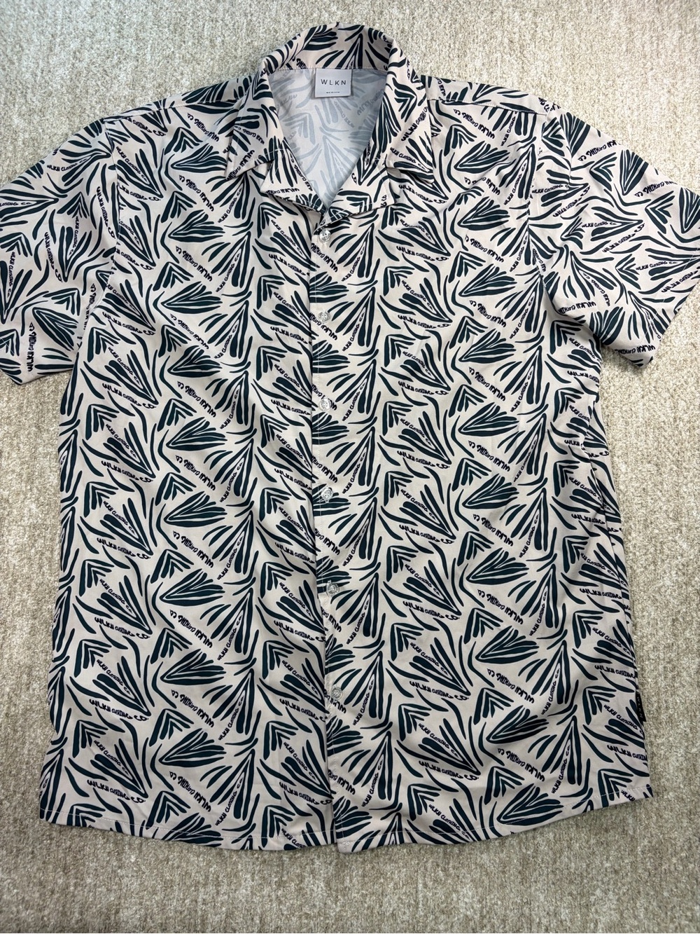 Wlkn Cream Short-Sleeve Printed Button-Down Shirt
